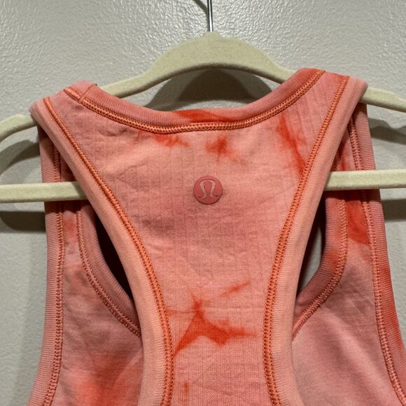 Lululemon Ebb to Street Cropped Racerback Tank Top Cami Bra Peach W1DGIS Women 4 - Picture 7 of 10